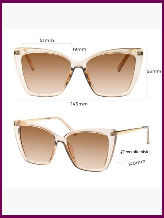 Oversized Cat Eye Sunglasses with UV400 Protection Plastic Metal Frame main image 4